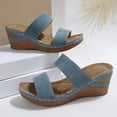 thumbnail image 5 of ShiShine Womens Wedge Heel Slide Sandals Casual Summer Double Strap Comfortable Slip On Shoes, 5 of 9