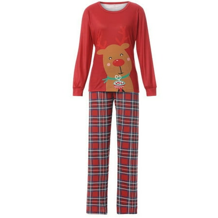 

Mrat Family Matching Wear Long Sleeve Tops and Pant Parent-child Attire Suits Patchwork Plaid Printed Pajamas Two-piece Mom Sets Family Matching Homewear Top and Plaid Pants