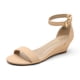 thumbnail image 1 of Sandalias de cuña bajas Ingrid Nude Nubuck para mujer de DREAM PAIRS, 1 of 7