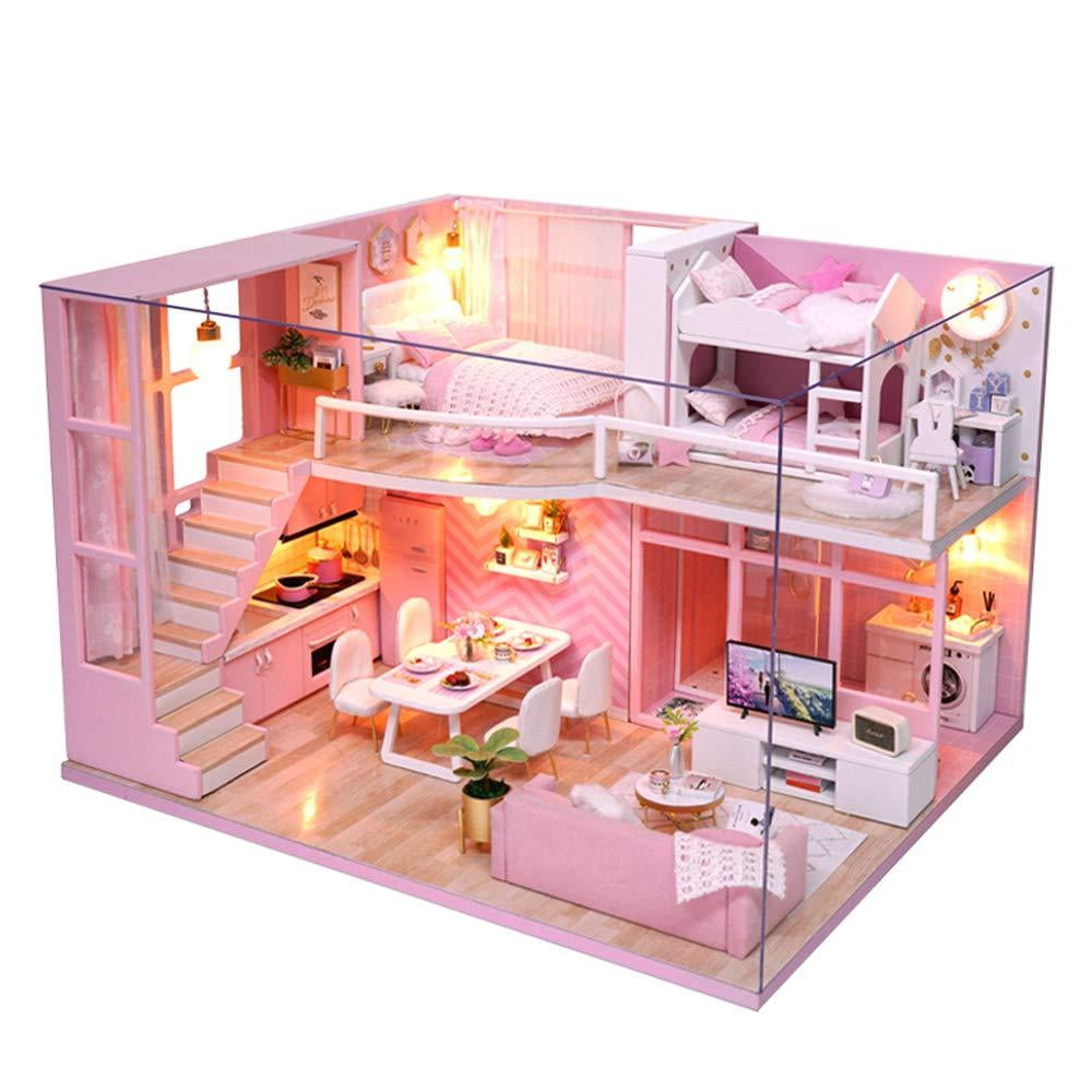 DIY Dollhouse Kit Plus Dust Proof and Music Movement CUTEBEE Dollhouse Miniature with Furniture 1:24 Scale Creative Room Idea