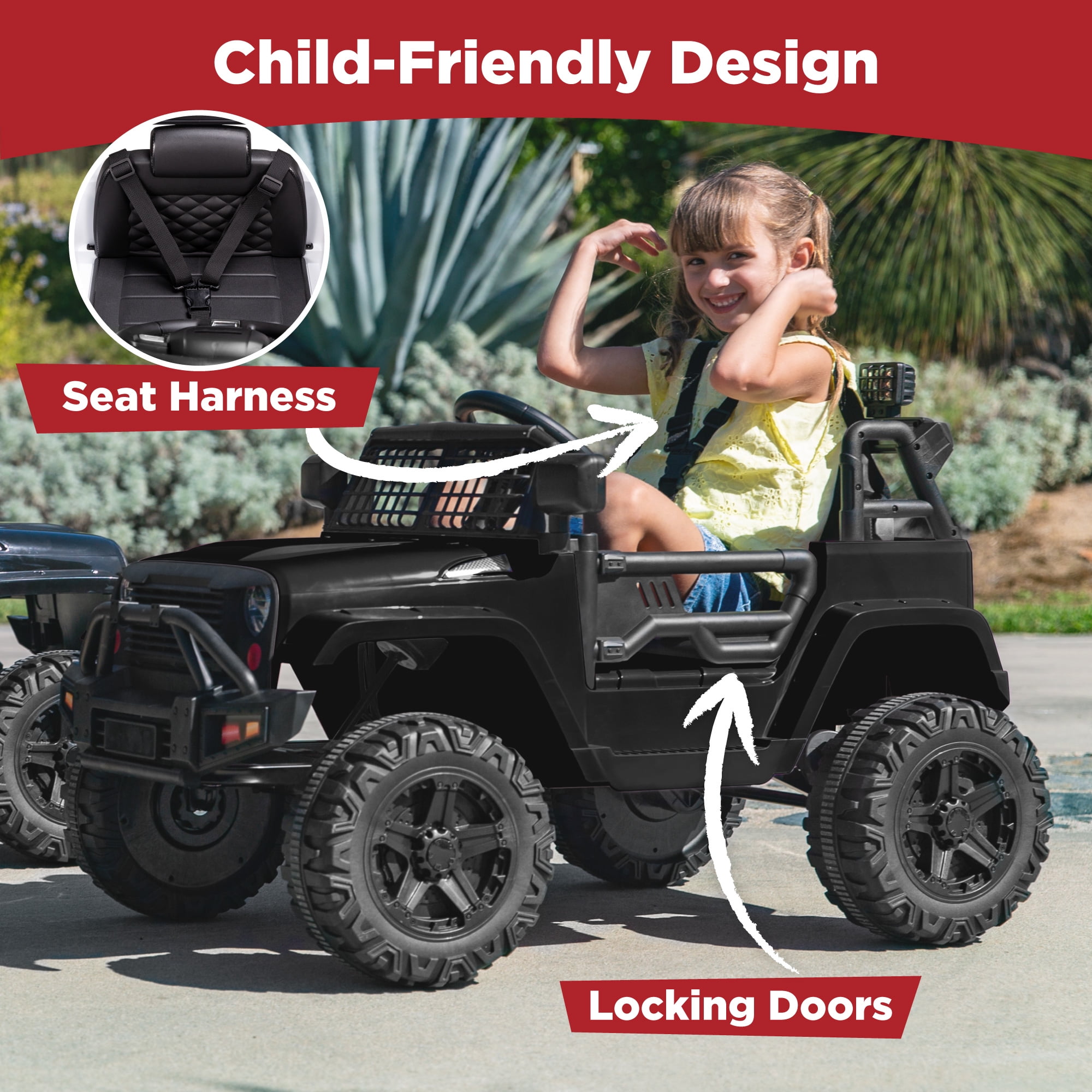 Best Choice Products 12V Kids Ride On Truck Car w/ Parent Remote Control, Spring Suspension, LED Lights - Black