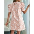 thumbnail image 3 of Women'S Floral Puff Short Sleeve Mini Dress High Waist Summer Boho Short Dresses Pink XXL, 3 of 5
