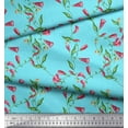 thumbnail image 2 of Soimoi Blue Silk Fabric Leaves & Foxglove Floral Decor Fabric Printed Yard 42 Inch Wide, 2 of 3