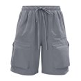 thumbnail image 3 of Women's Quick Dry Cargo Shorts with Pockets, Mid High Waisted Drawstring Elastic Waist, Loose Fit for Outdoor Hiking & Travel, Woven Fabric for Summer Sports & Casual Wear, 3 of 7
