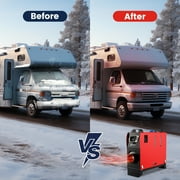Hcalory Diesel Air Heater, 12V 5KW-8KW All in One Single Hole Adjustable Parking Heater with Gold LCD Switch & Muffler & Remote Control for Car Trucks Boat Bus RV Trailer and Motorhomes