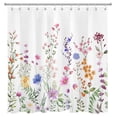thumbnail image 3 of HVEST Spring Floral Shower Curtain for Bathroom,Rustic Blue and Pink Wildflower Green Leaf Plant on White Fabric Shower Curtain with Hooks,Country Nature Bathroom Curtains Shower Set, 69x70 inches, 3 of 6