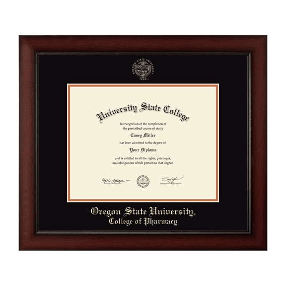 Framerly - Oregon State Pharmacy Diploma Frame with Black and Orange Mat