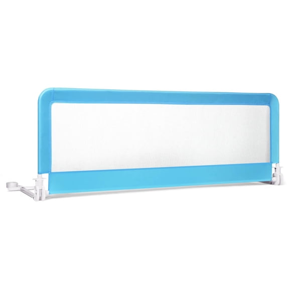 YYAo Bed Guard Rails,Bed Fence,Bed Gate for Baby,59 Inch Folding Breathable Baby Bed Rail Guard with Safety Strap-Blue
