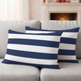 thumbnail image 2 of 2 Pack Outdoor Waterproof Throw Pillows, Navy Blue and White Stripes Decorative Rectangle Pillow Case Patio Pillows for Chair Couch Sofa 20x12in, 2 of 9