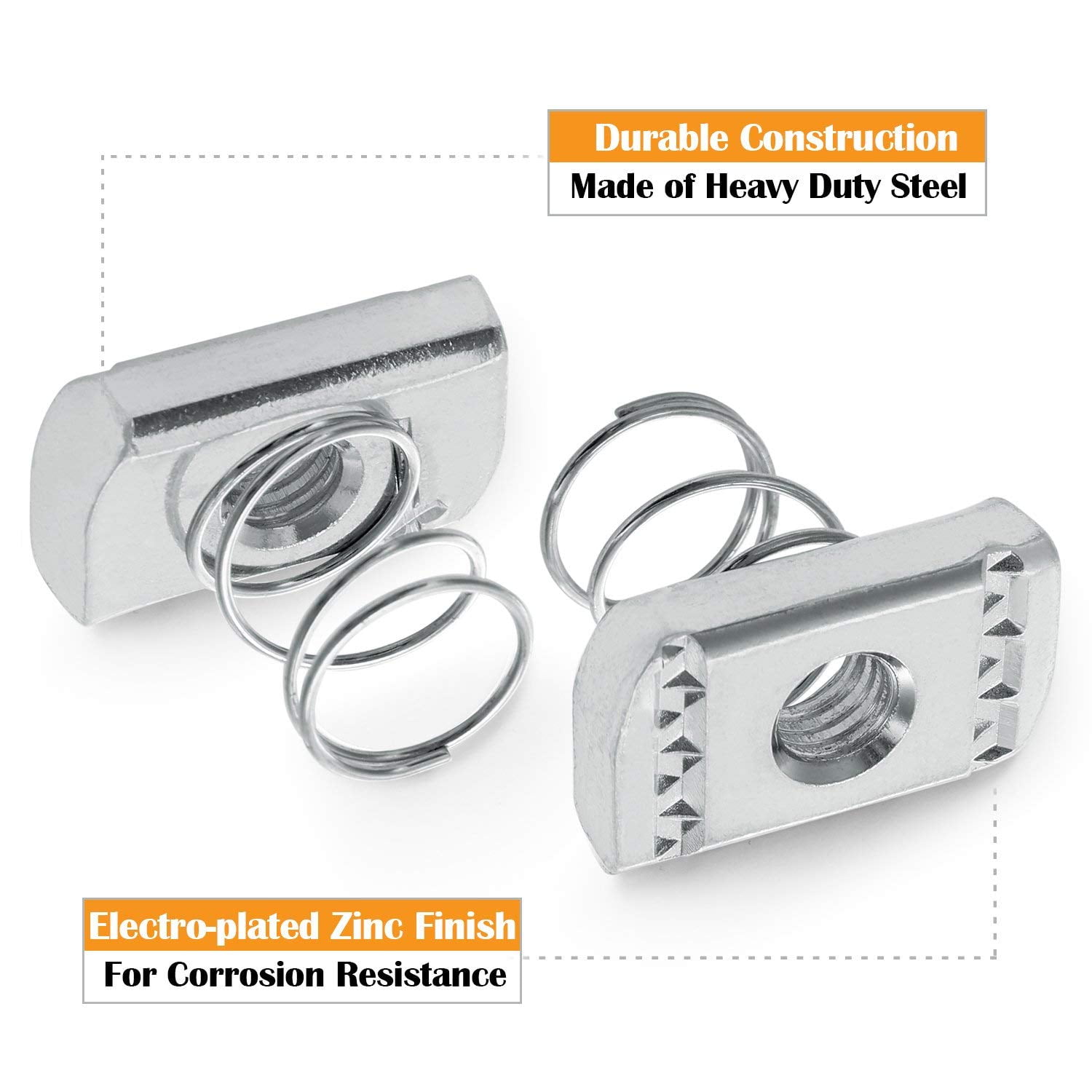 Nylon Channel Squeeze Nuts & Bolts - 1/2-13 Strut Channel Connectors For Solar Mounting