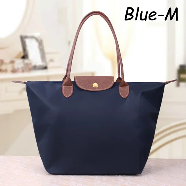 2024 New Large Capacity Classic Tote Bag Folding Designer Fashion Casual Shoulder Bag Women High Quality nylon Handbags sac L-Blue-1PCS