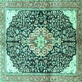 thumbnail image 1 of Ahgly Company Indoor Square Medallion Turquoise Blue Traditional Area Rugs, 4' Square, 1 of 4