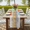thumbnail image 4 of Table Runners 70 Inches Long Dress Scarves, Yellow Grey Abstract Farmhouse Coffee/Dining/Kitchen Table Decor, Holiday Table Runner, Gradient Geometric Graffiti Modern Art 13x70 Inch, 4 of 9