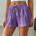 thumbnail image 2 of Hurxie Women's Wide Leg Shorts Drawstring Elastic Waist Vacation Casual Shorts Purple,M, 2 of 6