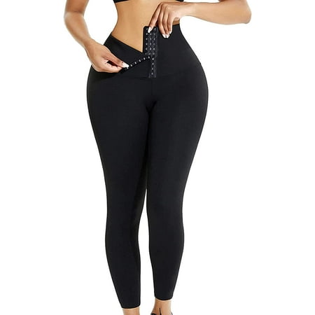 

QWZNDZGR High Waist Sauna Leggings for Women with Pockets Workout Sweat Pants Waist Trainer Tummy Control Hot Thermo Shapewear