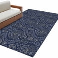 thumbnail image 2 of Area Rug for Living Room, Navy Blue Non-Slip Indoor Large Carpet for Bedroom/Dining Room, Boho Vintage Ethnic Tribe Abstract Art Washable Low-Profile Rectangle Floor Mat Runner Rugs - 3 x 5 Ft, 2 of 7