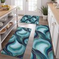 thumbnail image 2 of Blue Gold Wave Marble Pattern Kitchen Rugs Sets Of 3,Kitchen Runner Rugs Non Skid Washable,Decorative Kitchen Floor Mats for Kitchen,Sink,Laundry,17"x30"+ 17"x47" + 17"x59", 2 of 6