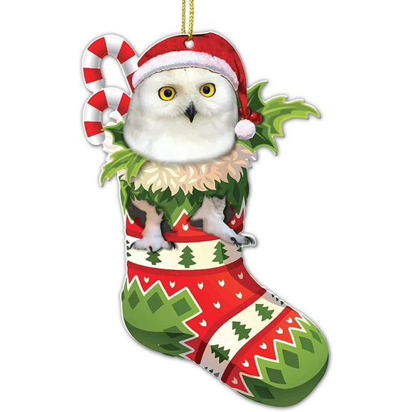 NETSENG Funny Snowy Owl Christmas Tree Decorations Snowy Owl Creative Christmas Decoration