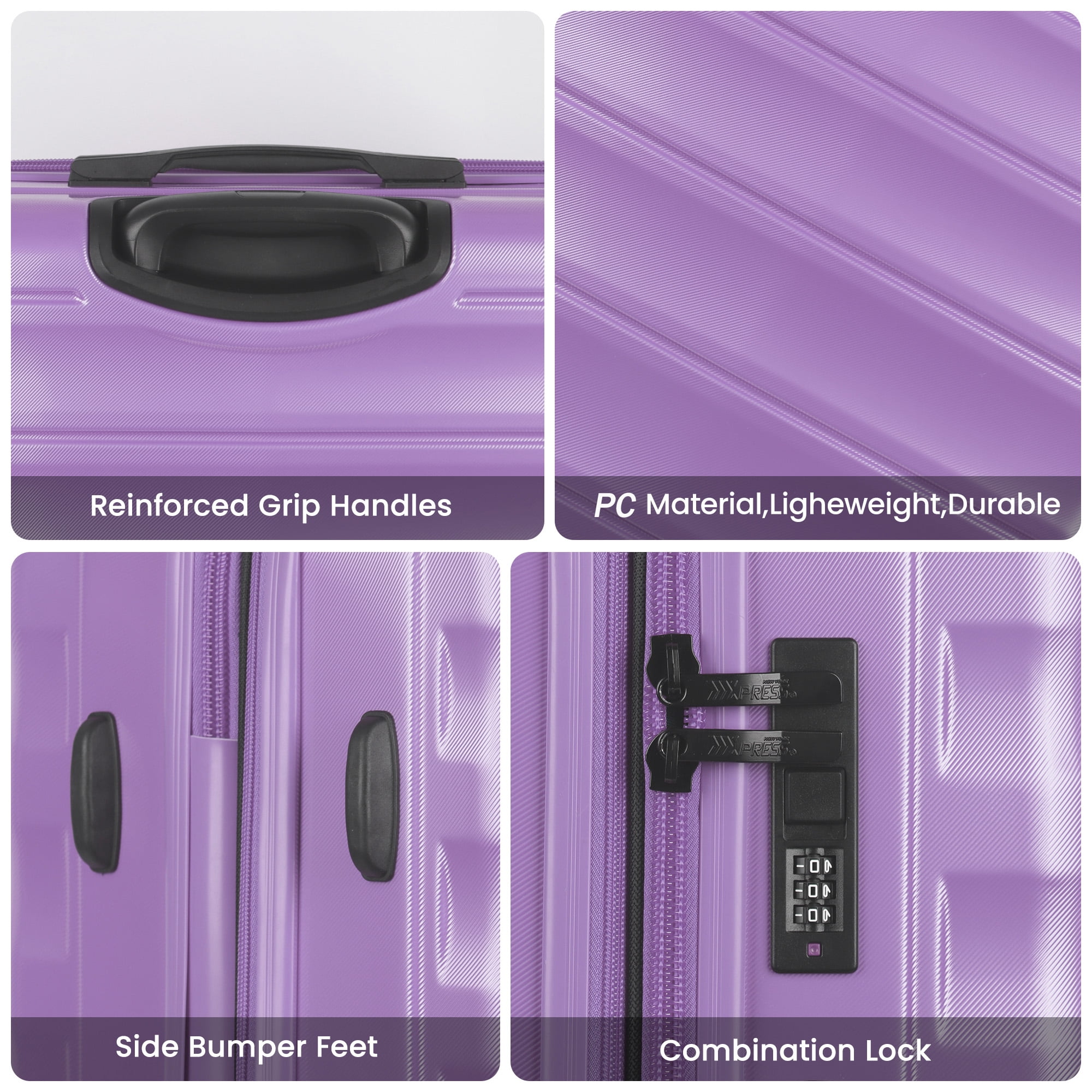 New York Xpress 2 Piece Luggage Set Hardside Expandable Lightweight with TSA Lock & Spinner Wheels, 20"/29", Lavender - La13801