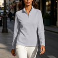 thumbnail image 5 of Bzdzmqm Womens Half Zip Running Shirts Long Sleeve Athletic Workout Tops Stand Collar Slim Fit Stretch Yoga Gym Activewear Casual Fall Winter Daily Wear Travel, Gray 2XL, 5 of 9