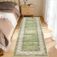 thumbnail image 2 of Garvee 2'x6' Washable Runner Rug Modern Bordered Rug Floral Rug Non Slip Bedroom Runner for Laundry Room Kitchen, Green, 2 of 8
