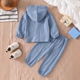 thumbnail image 5 of Glisme Boys Clothes Long Sleeve Outfits Tops Pants Round Neck Solid Color 2 Pieces Set Relax Fit Toddler Playsuit Blue, 5 of 7