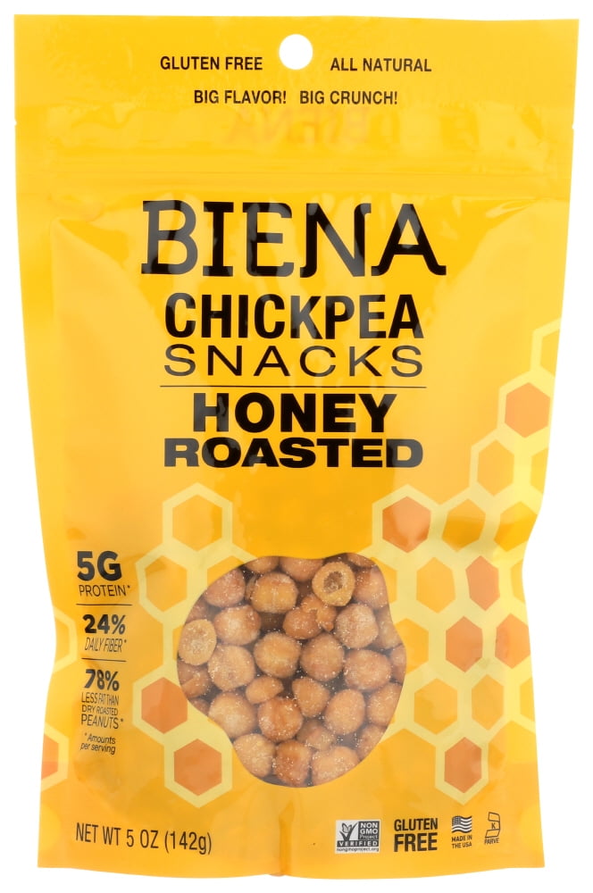 Biena Chickpeas Snacks, Honey Roasted, 5 Oz. Bag