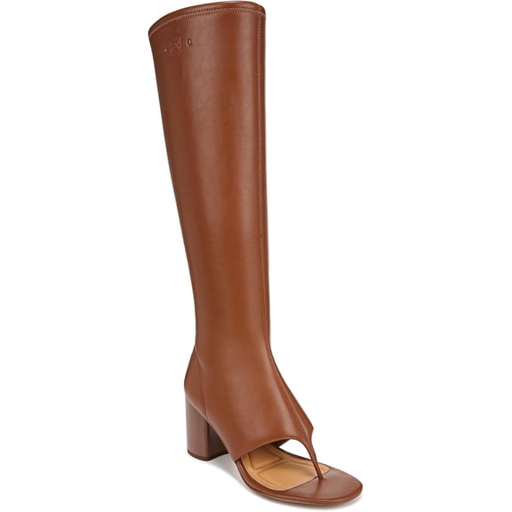 Franco Sarto Women's Odette Tall Thong Heeled Sandal Boot Cognac Brown 7M
