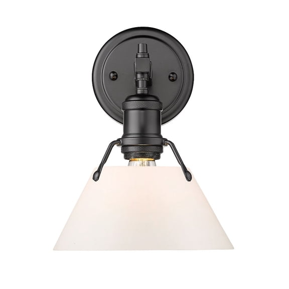 Yep by Golden Lighting Orwell 1-light Vanity in Matte Black and Opal Glass