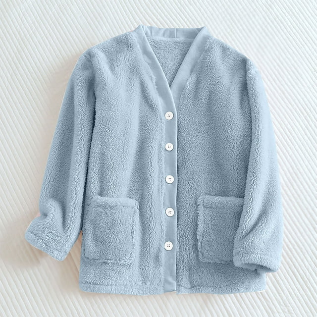 Wensltd Womens Fuzzy Plush Pajama Comfortable Soft Warm Homewear Winter Sleepwears with Pockets