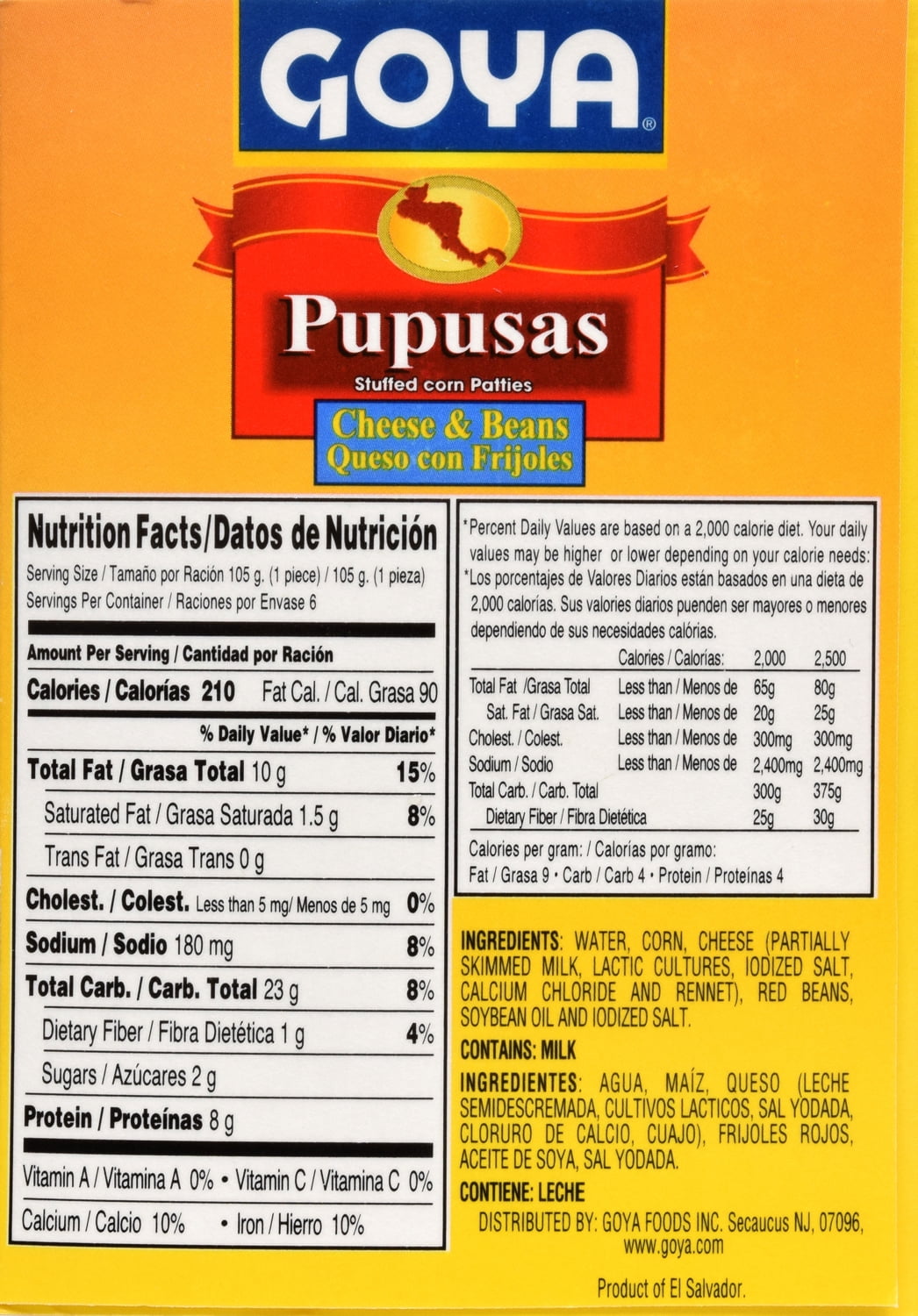GOYA Pupusas Cheese & Beans 6 Ct, 22 oz
