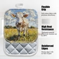 thumbnail image 3 of 4Pcs Pot Holder for Kitchen, Rustic - Textured Cow Art Composition Square Heat Resistant Hotpads, 8x8in Non Slip Dirt-Proof Kitchen Cook Oven Potholders Machine Washable, 3 of 5