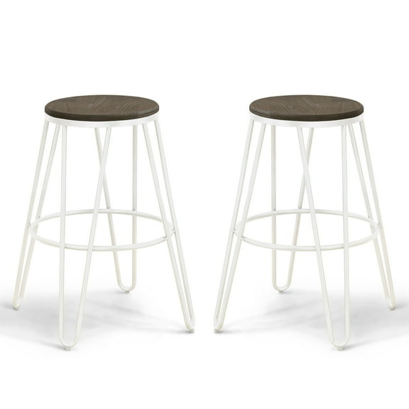Furniture of America Tailor Industrial 26" Metal Bar Stools - Set of 2, White Metal Finish