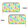 thumbnail image 4 of Leather Wallet 8 X 4.3 In Comfortable Light Waterproof And Durable Zipper Design Easy To Carry Cancer Awareness Ribbon Pattern - Neon Vibrance, 4 of 8