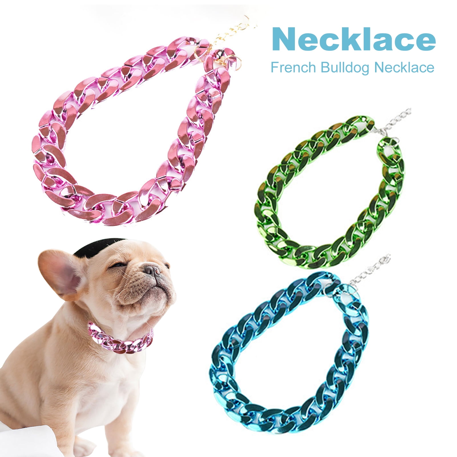 Realyc French Bulldog Necklace Dazzling Burrs-free Pet Accessories Hip-Hop Cool Style Dog Chain Collars Decor - Walmart.com