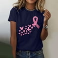 thumbnail image 2 of Yuanlong Womens T-Shirts Short Sleeved Ribbon Butterflies Print Tee Shirts Cancer Awareness Blessing Pullover Tops, 2 of 4