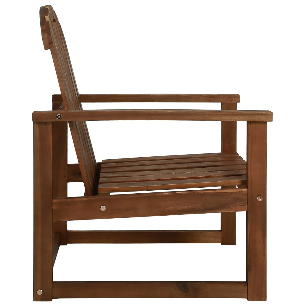 Kepooman 2 Pcs Patio Wooden Oversized Seat Lounge Chair with Backrest, Brown