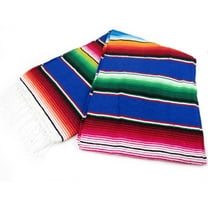 Mexican Serape Sarape Blanket XL 84" x 55" Royal Blue