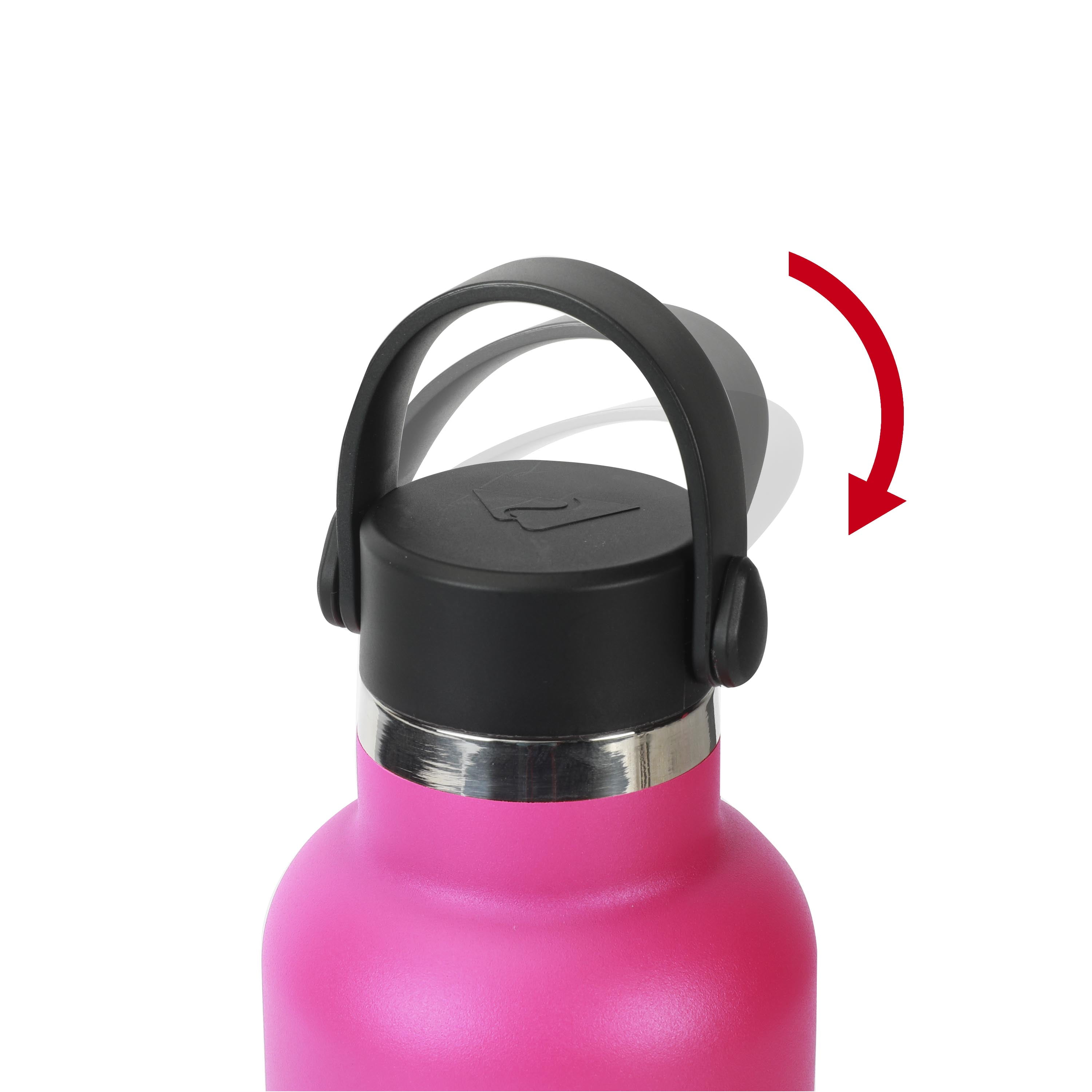 (3 pack) Ozark Trail 24 oz Stainless Steel Water Bottle, Pink, Loop Handle