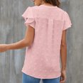 thumbnail image 4 of Blusa con cuello en V y mangas con volantes, de corte holgado y transpirable, para primavera, verano y otoño, color rosa, talla L, 4 of 6