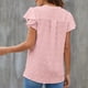 thumbnail image 4 of Blusa de poliéster transpirable con estampado de lunares para primavera, verano y otoño, color rosa XXL, escote en V y mangas con volantes, 4 of 6