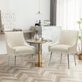 thumbnail image 6 of SEYNAR Modern Pleated Velvet Dining Chairs Set of 4, Tufted Upholstered Side Accent Kitchen Chair with Silver Legs for Living Room(Beige), 6 of 7