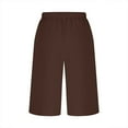 thumbnail image 7 of Homenesgenics Shorts for Women Women Plus Size Linen Casual Solid Color 3/4 Shorts Shorts Drawstring with Pockets Shorts Brown L, 7 of 7