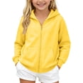 thumbnail image 2 of Resicozy Girls Zip Up Hoodie Sweatshirt Full Zipper Hoodies Jacket Y2K Fall Winter Fashion Solid Color Jackets with Pockets Yellow 3XL, 2 of 6
