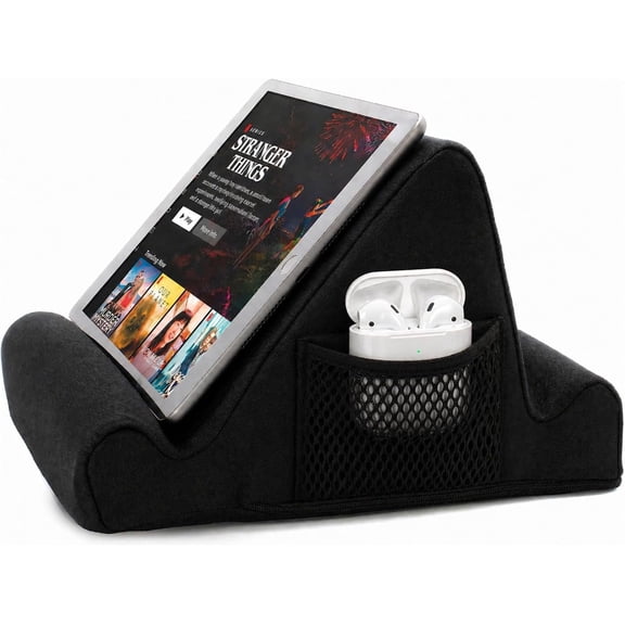 Brookstone Tablet Cushion Stand , Soft Phone Holder, Book Lap Desk, Black