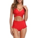 thumbnail image 1 of Mujer Trajes de baño de Envoltura Cruzada Bikini de Vendaje con Volantes, con Cintura Alta de Dos Piezas Rosa Roja CH Rosa Roja CH Xishao ropa, 1 of 2