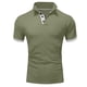 thumbnail image 4 of Men's Summer Solid Color T-shirt With A 3 Button Open Collar And Button Up Short Sleeved Top L, 4 of 5