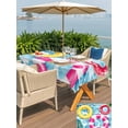 thumbnail image 6 of 52x70 Inch Outdoor Tablecloth with Umbrella Hole Zipper Rectangle Summer Blue Pool Rectangular Tablecloths Outside Waterproof Ocean Beach Swimming Ring Vintage Patio Table Cover for Picnic Party, 6 of 8