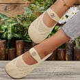 thumbnail image 5 of Wide Toe Box Flats Shoes Women Knit Ballet Flats Mary Jane Dress Flat Wide Width Walking Shoes Slip-on with Strap Beige 43, 5 of 6