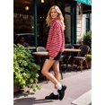 thumbnail image 4 of Katigan Womens Half Zip Fleece Striped Jacket Oversized Stand-Up Collar Sweatshirt Warm-Fuzzy Outerwear Red S, 4 of 7